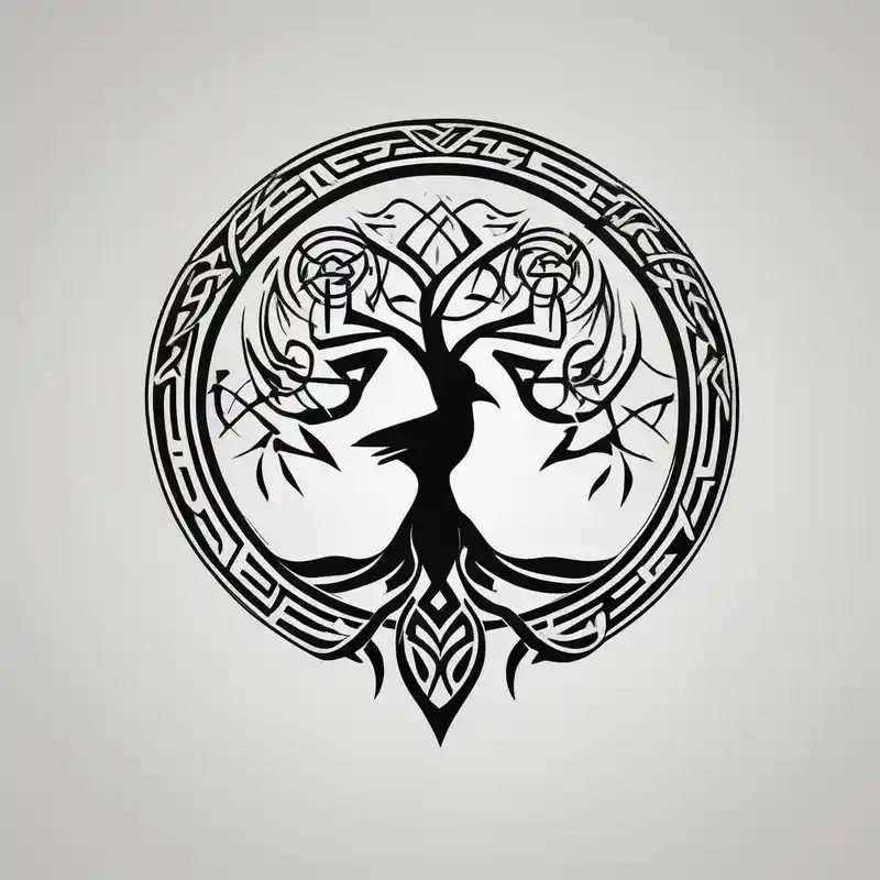 minimalist style Idées de tatouages irlandais en 2025 about Irish shoulder tattoo and that is non-religious and has a Celtic tree and tribal ravens half sleeve tattoos for men